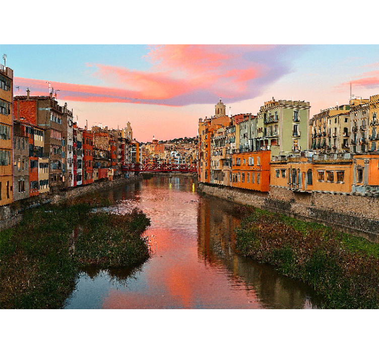 Tapisserie villes et pays coucher de soleil à gérone - TenStickers