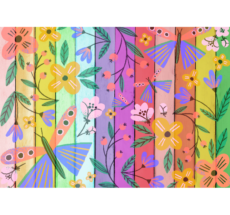 Tapisserie fleur motifs botaniques vibrants - TenStickers