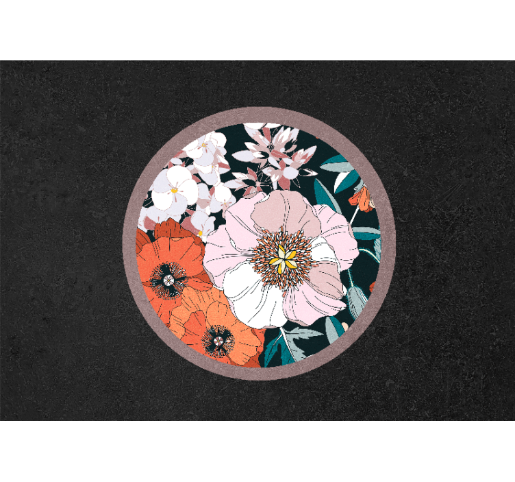 Tapisserie fleur design cercle floral - TenStickers