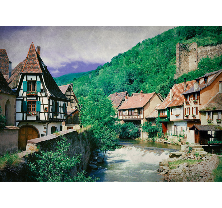 Tapisserie villes et pays village fluvial pittoresque - TenStickers