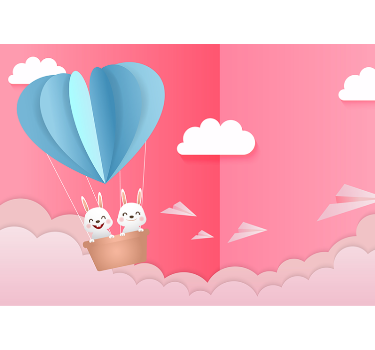 Tapisserie amour ballons et lapins - TenStickers