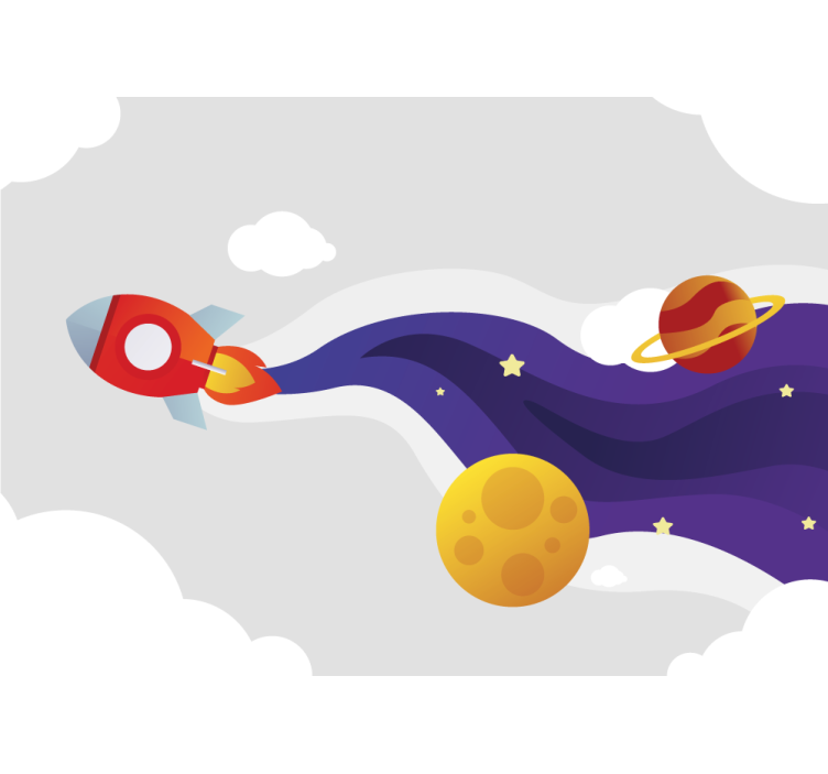 Tapisserie fantaisie vaisseaux spatiaux et corps célestes - TenStickers