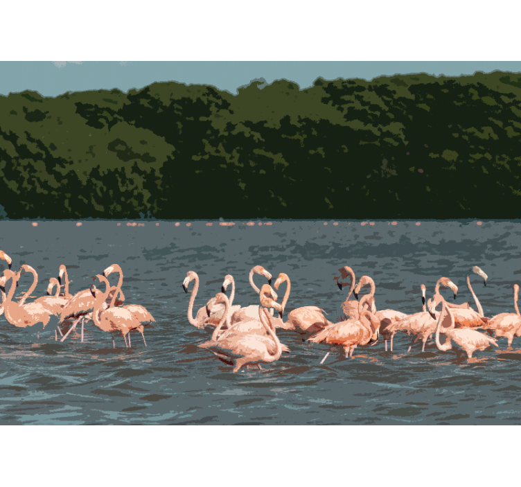 Tapisserie animaux rassemblement de flamants - TenStickers