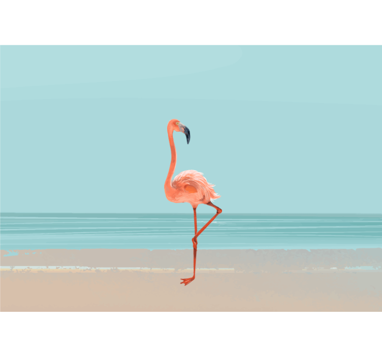 Tapisserie mer flamant au bord de l'eau - TenStickers