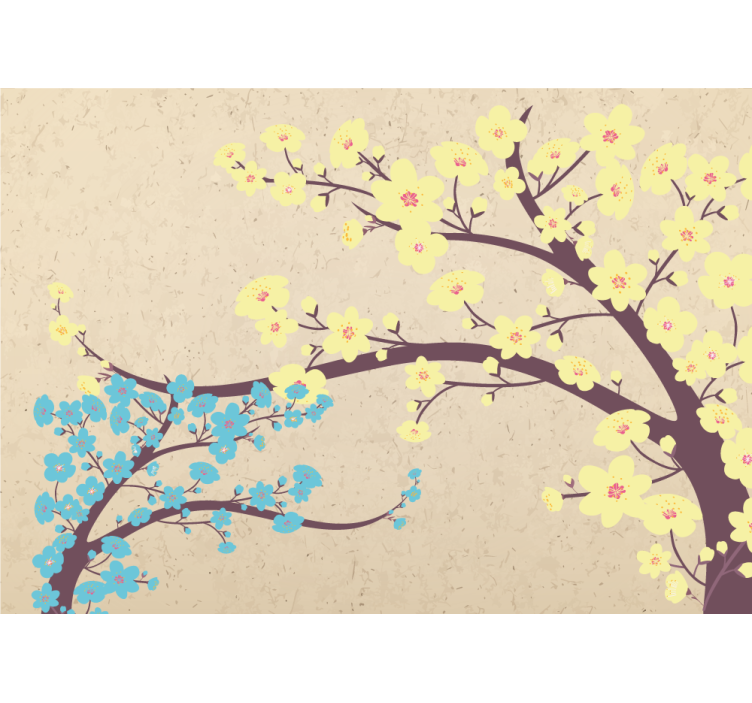 Tapisserie fleur branches de fleurs jaunes - TenStickers