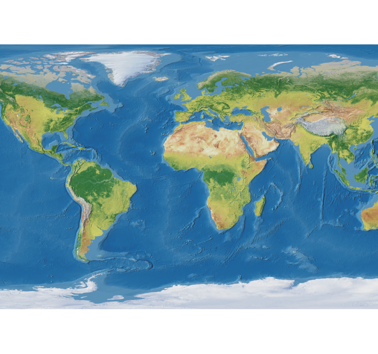 Papier peint 3D Carte du monde géographique réaliste - TenStickers