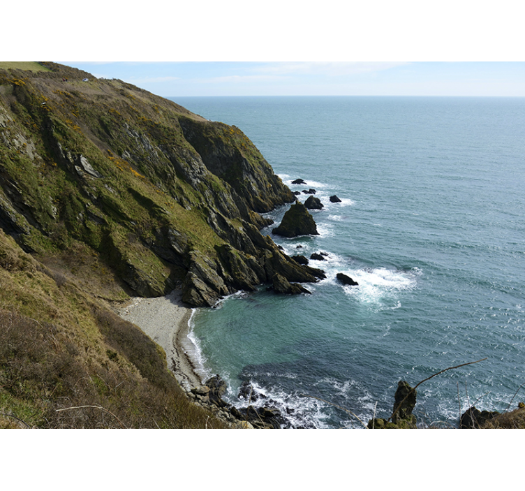 Tapisserie paysage structure en pierre en bord de mer - TenStickers