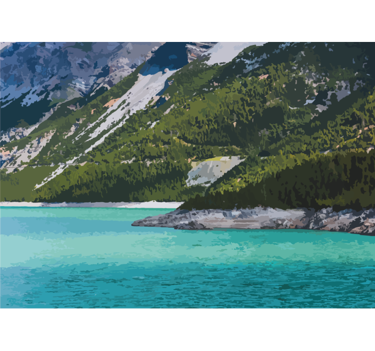 Tapisserie paysage lac de montagne sérénité - TenStickers