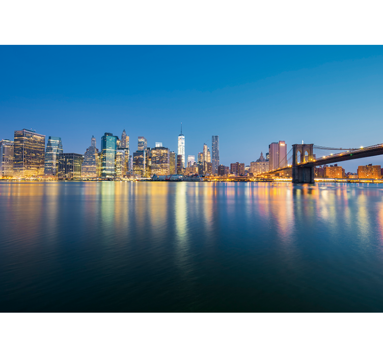 Tapisserie new york pont de brooklyn et skyline urbain - TenStickers