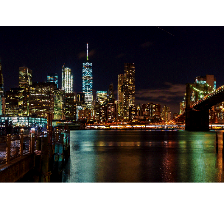 Tapisserie new york paysage nocturne de manhattan - TenStickers