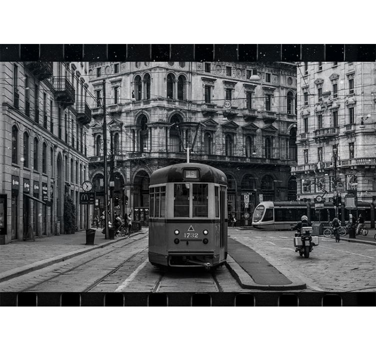 Tapisserie villes et pays intersection de tram historique - TenStickers