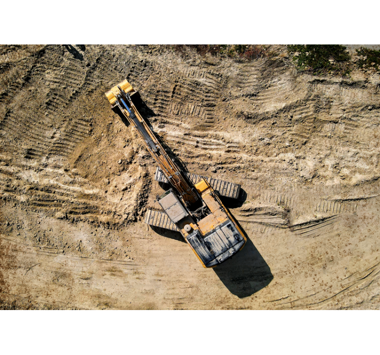 Tapisserie véhicule excavateur en action - TenStickers