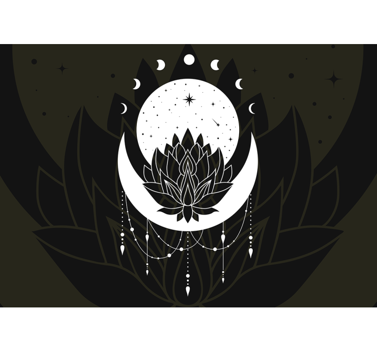 Tapisserie mandala design de lune lotus - TenStickers
