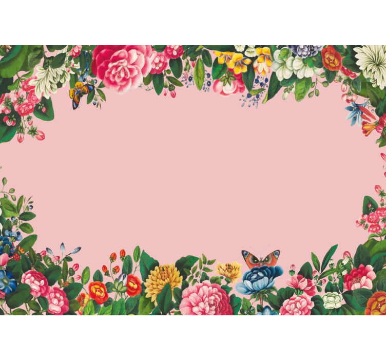 Tapisserie fleur élégant motif floral rose - TenStickers