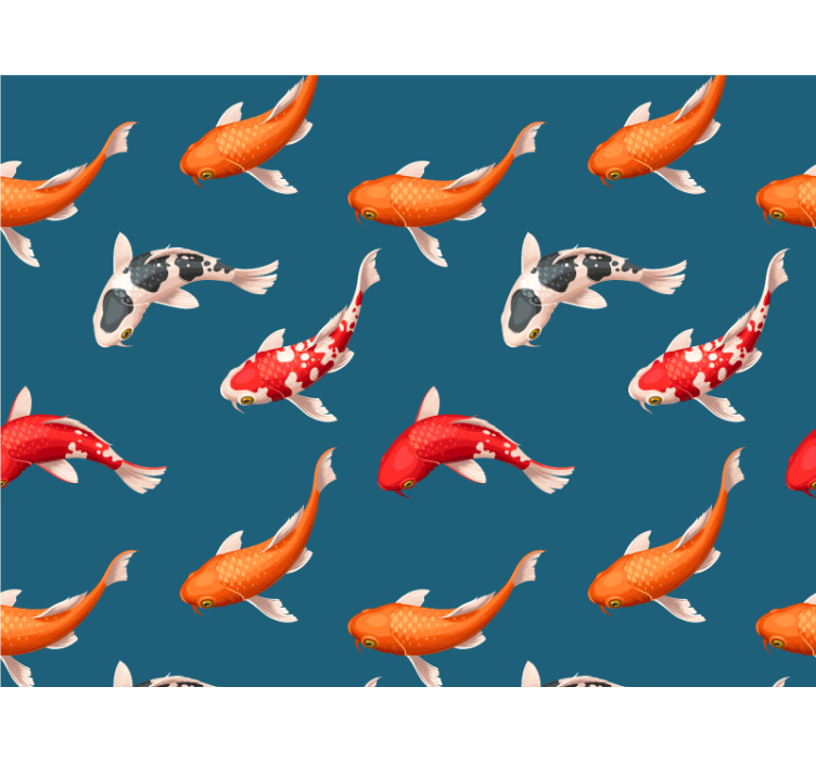 Papier peint salle de bain Fond bleu  poisson koi - TenStickers
