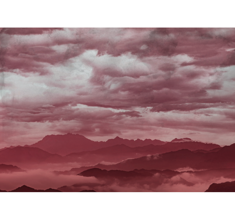 Papier peint mural montagne Tons rose nuage et montagne - TenStickers