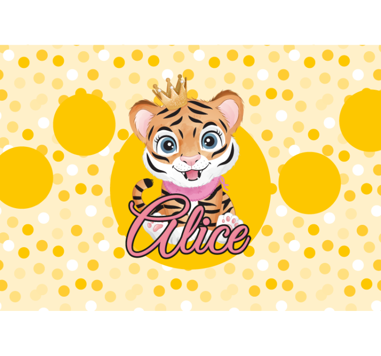 Papier peint chambre bébé Tigre mignon pour fille avec nom - TenStickers