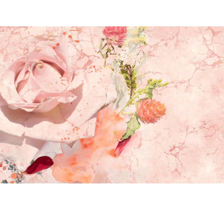 Tapisserie fleur rose poudrée romantique - TenStickers