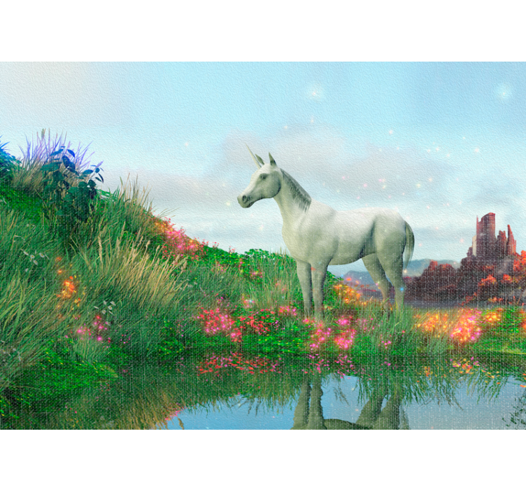 Tapisserie fantaisie paysage de licorne majestueux - TenStickers