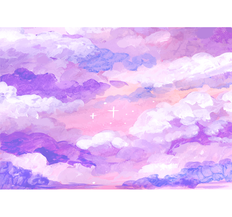 Tapisserie ciel nuages doux violets - TenStickers