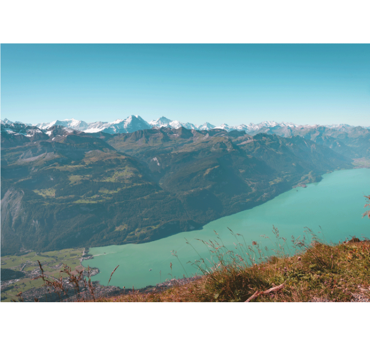 Tapisserie paysage vue sur lac alpin - TenStickers