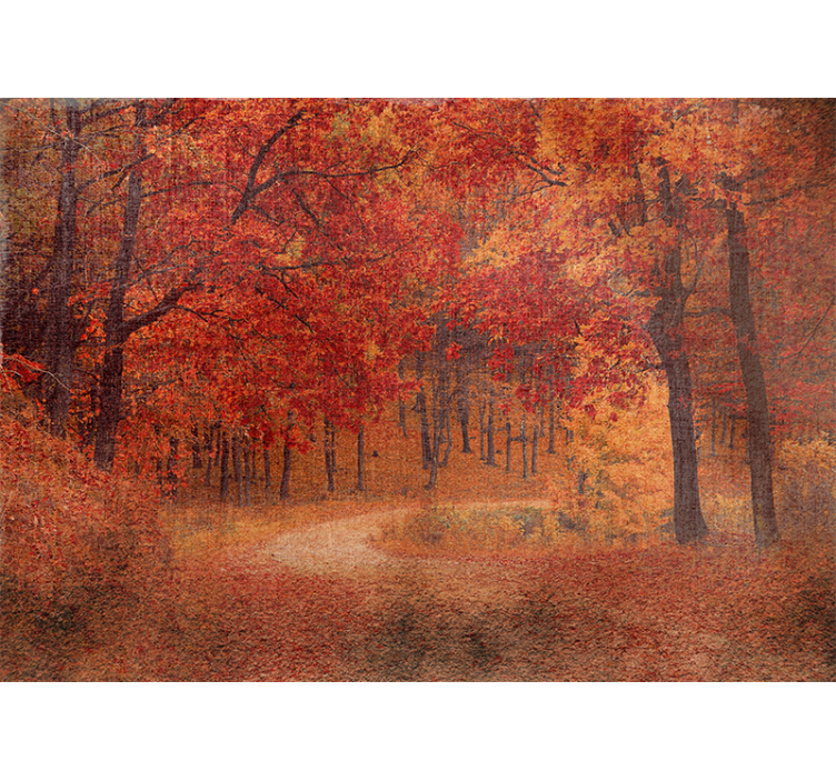 Tapisserie nature chemin d'automne rustique - TenStickers