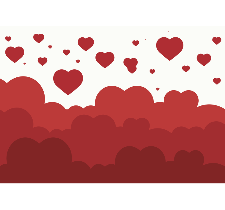 Tapisserie amour nuages de cœurs flottants - TenStickers