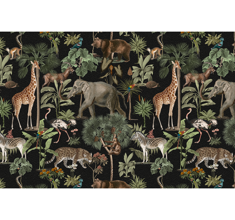 Tapisserie animaux scène de jungle sauvage - TenStickers