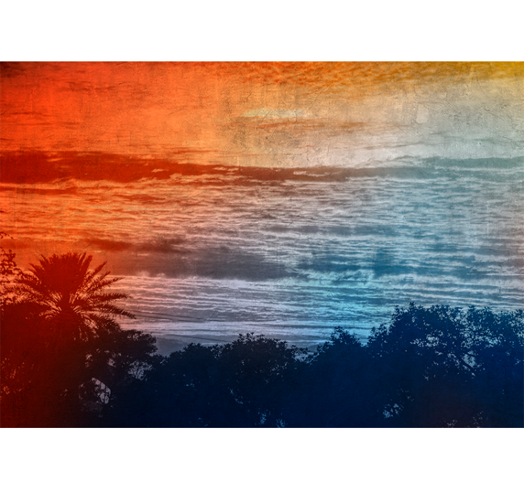 Tapisserie paysage crépuscule au-dessus des vagues - TenStickers