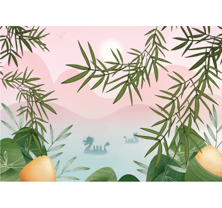 Tapisserie jungle paysage de bambou serein - TenStickers