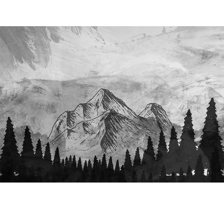 Tapisserie montagne sommets gris majestueux - TenStickers