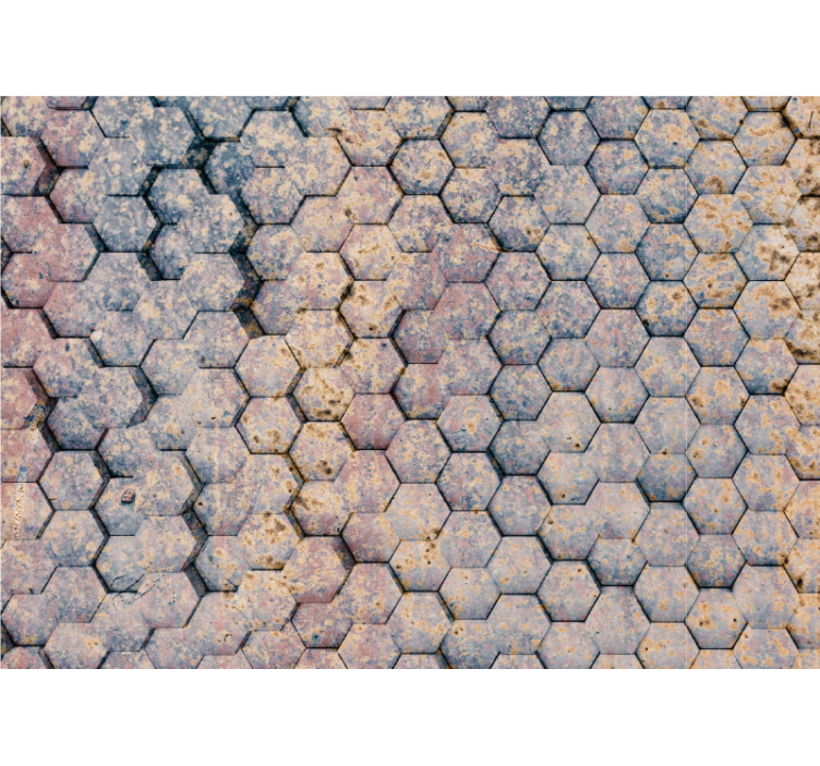 Tapisserie textures et motifs pierre hexagonale - TenStickers