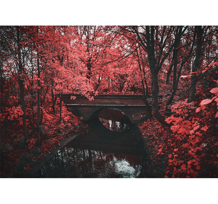 Tapisserie nature forêt aux feuilles rouges - TenStickers