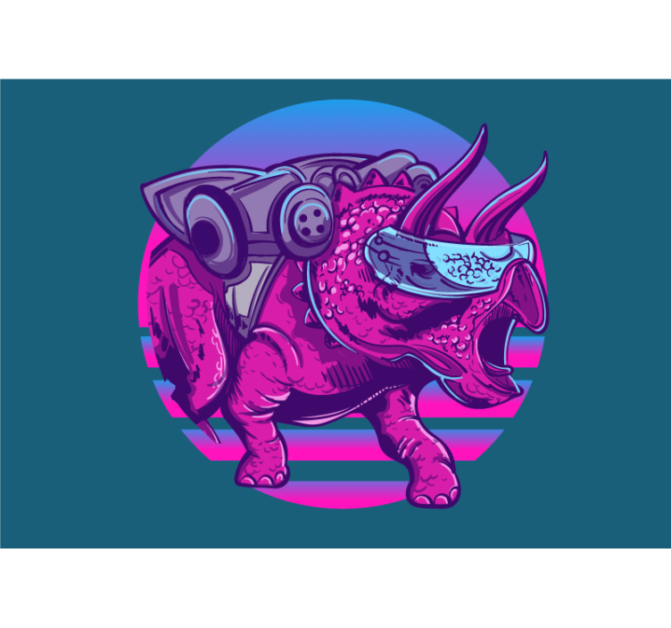 Tapisserie animaux tricératops futuriste - TenStickers