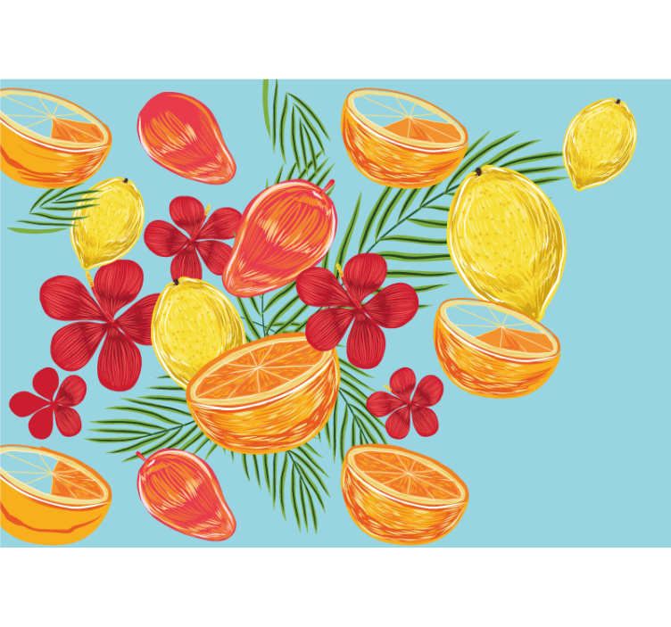 Papier peint cuisine Conception de fruits citrons pastel - TenStickers