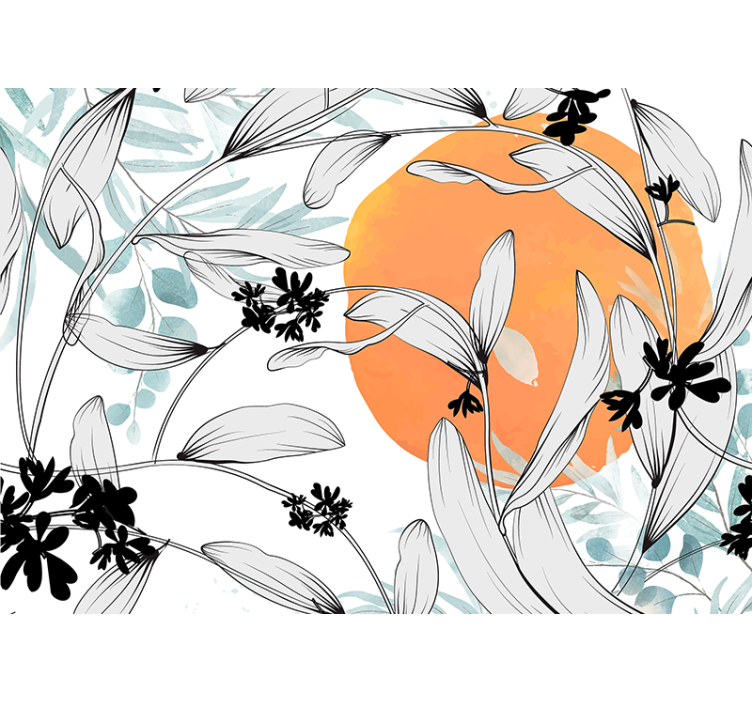 Tapisserie fleur motifs de feuilles botaniques - TenStickers