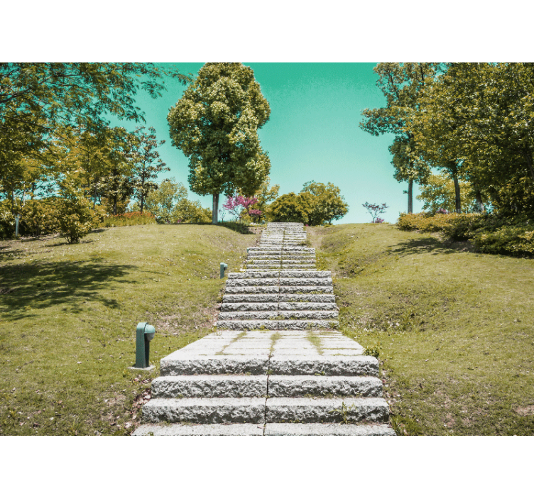 Tapisserie nature escalier à travers la nature - TenStickers