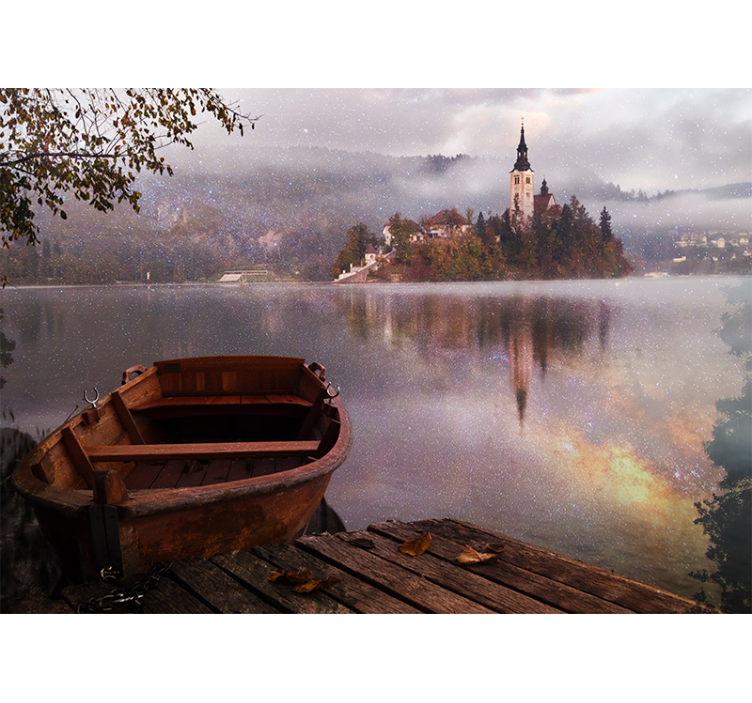 Tapisserie paysage vue paisible sur le lac - TenStickers