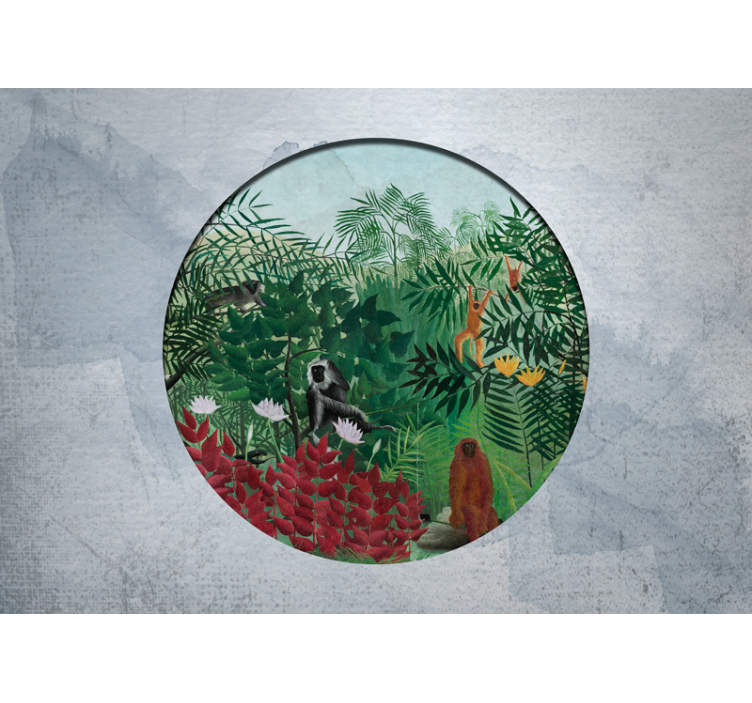 Tapisserie jungle scène de jungle vibrante - TenStickers