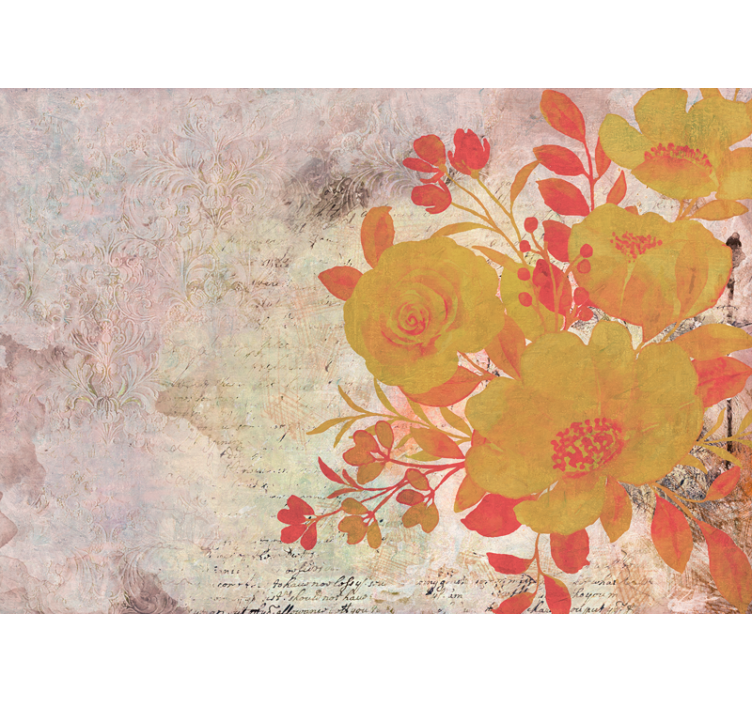 Tapisserie fleur composition florale jaune - TenStickers