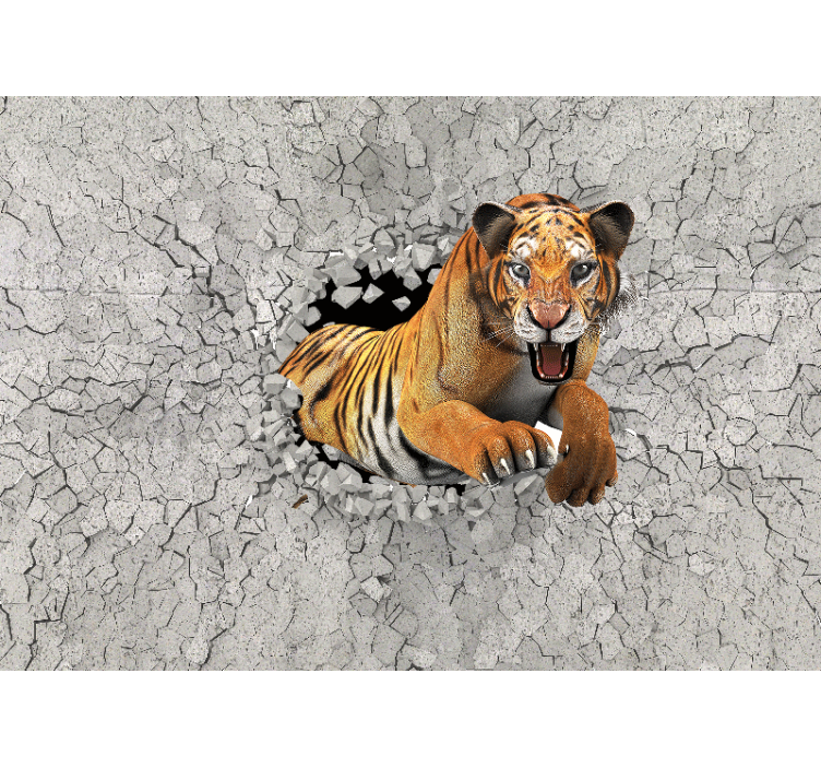 Papier peint mural d'animaux Peinture de tigre 3d solide - TenStickers