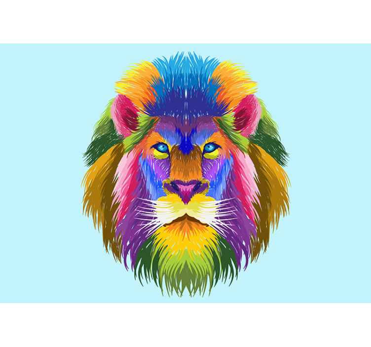 Tapisserie lion portrait coloré - TenStickers
