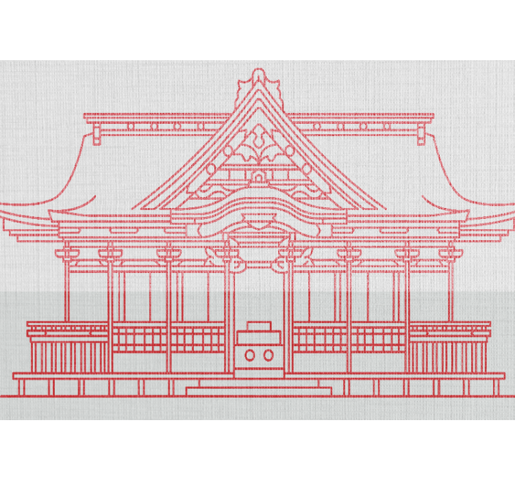 Papier peint vintage Maison traditionnelle japandi rouge - TenStickers
