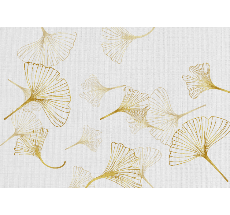 Papier peint vintage Feuilles de ginko doré - TenStickers