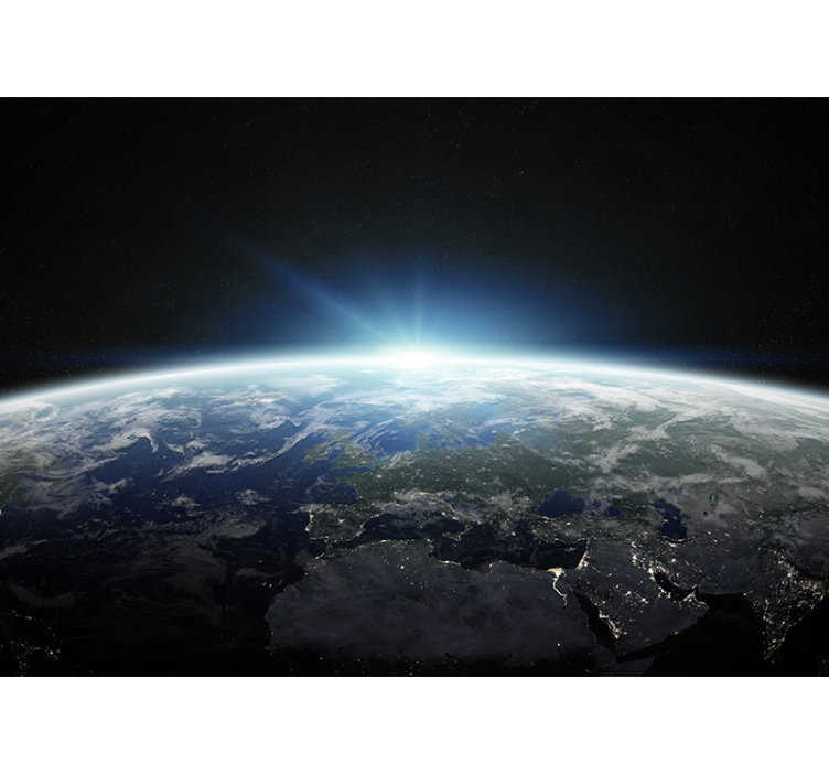 Tapisserie espace vue en perspective de la terre - TenStickers