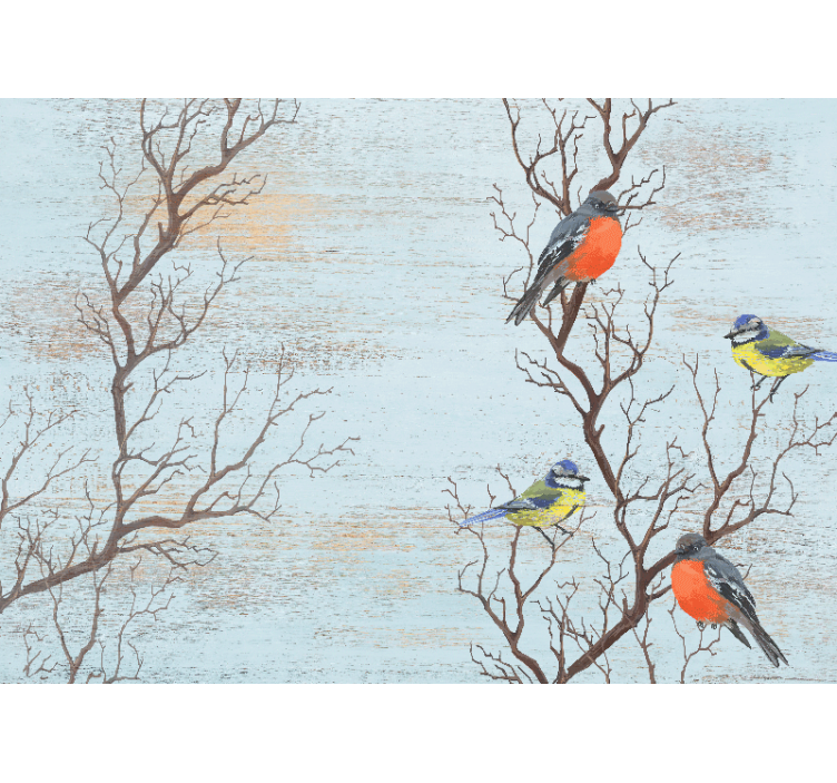 Tapisserie animaux oiseaux sur branches - TenStickers