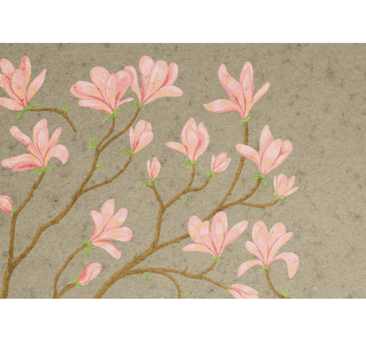 Tapisserie fleur fleurs de magnolia roses - TenStickers