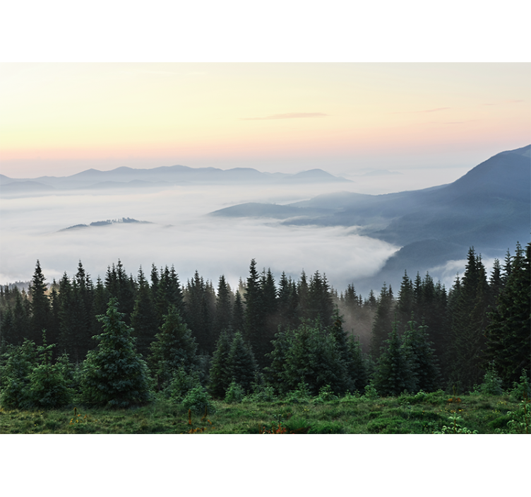 Tapisserie paysage vue paisible sur les montagnes - TenStickers