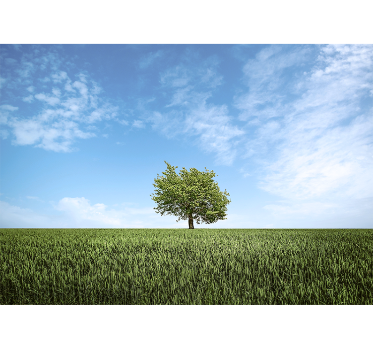 Tapisserie nature arbre solitaire en paysage - TenStickers