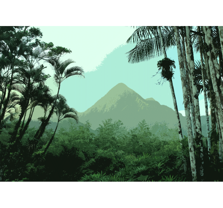 Tapisserie forêt vue de la jungle en montagne - TenStickers